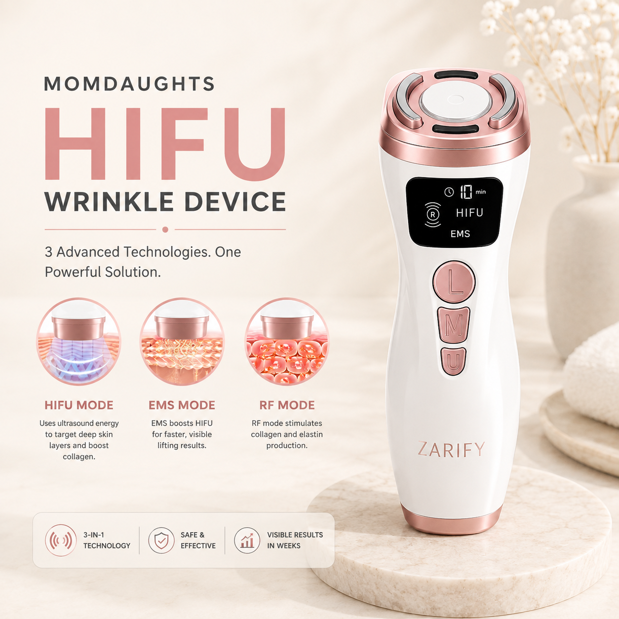 3-in-1 HIFU Facial Lifting Device