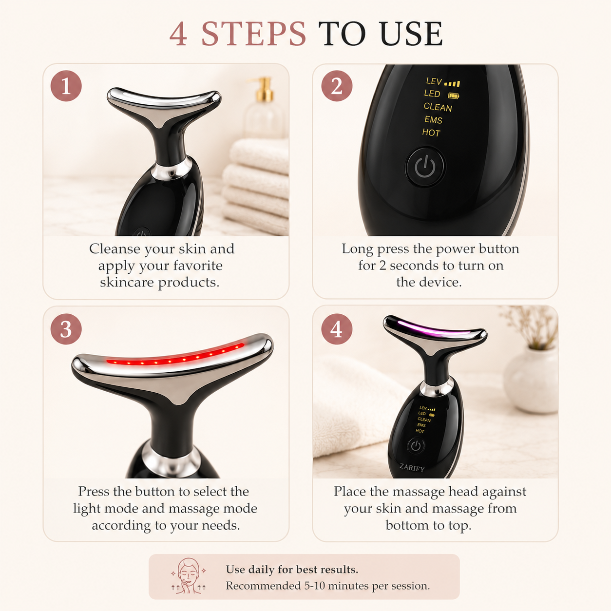 4-in-1 LED Face & Neck Massager