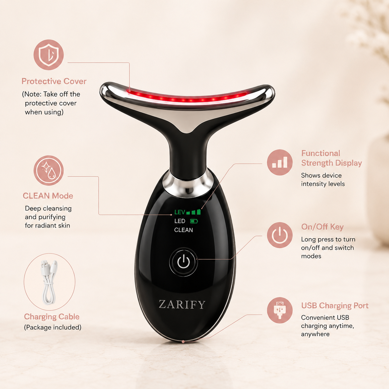 4-in-1 LED Face & Neck Massager